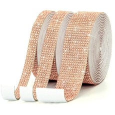 3롤 9야드 셀프 접착 크리스탈 다이아몬드 리본 - 블링 스티커 랩 롤 DIY와 공예 예술용 2mm 자동차 휴대폰 장식용 스트립 테이프(로열 블루), Champagne