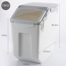 台灣本土貨 貓砂桶 米桶 寵物零食桶 零食儲 儲糧 大容量寵物飼料桶(附量杯)桶 飼料食物密封罐 糧食桶 密封桶, 1個, 灰色大号