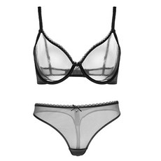 【可開票】-varsbab歐美超薄內衣無海綿無胸墊胸罩 性感誘惑透明網紗內衣成套裝蕾