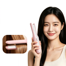무선 뿌리 볼륨 고데기 12MM 판고데기, 핑크, 4334