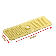 廚房水槽瀝水墊 40*11.5cm 蛋黃色 專用排水墊 臺麵水龍頭防濺墊 硅膠防濺排水 斜坡擋水墊, 【40*11.5cm】蛋黃色瀝水墊, 1個