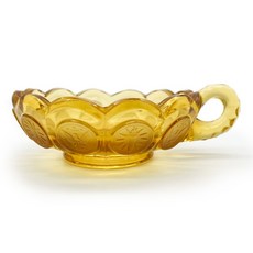 Antique 포스토리아 코인 글라스 엠버 손잡이 보울 볼 handled 미국 빈티지글라스 유리그릇 레트로감성, 1개