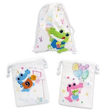 手作DIY材料包 不織布 麻吉鱷魚 棉布束口袋 小提袋 兒童美勞 幼稚園美勞 露營 小公園手作, 1個, 麻吉鱷魚(棉布)束口袋