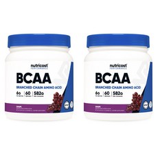 nutricost BCAA支鏈胺基酸補充粉 葡萄口味 582g, 60顆, 2罐