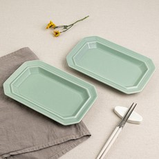 시라쿠스 네이처 직팔각접시 23cm 2개세트, 그레이