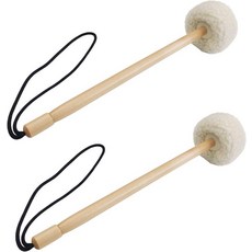 2Pcs 14인치 소프트 울 망치 핸드 스트랩이 있는 80mm 펠트 헤드 드럼 비터 - 나무 손잡이가 베이스 & 공 길이 360mm