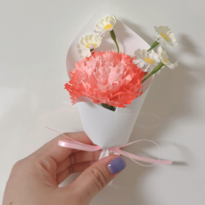 로데하 비누꽃 카네이션 조화 미니 꽃다발 성묘 추모 봉안당 납골당 산소, 투톤, 1개