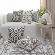 느다넬 모던 쇼파쿠션 사각 자수 거실 소파 쿠션 커버, 실버레이몬, 1개