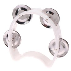 유치원용 휴대용 탬버린 금속 벨 플라스틱 딸랑이 공 타악기 파티 게임 악기, 1개, 2. white