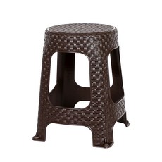 지오리빙 원형 플라스틱 라탄 의자, 다크브라운