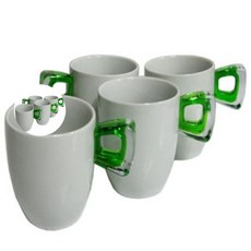 오마다 머그컵 도자기 머그잔 물컵 카페 머그컵 4개, 그린, 옵션:그린