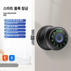 손잡이 방문 지문 용 스마트 도어락 무타공 인식 목문 솔리티, 무광블랙 +비밀번호+블루투스 현장