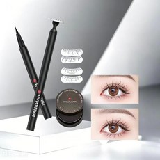 guazi-284 속눈썹 도장 아이라이너 펜 빠른건조 번짐방지 초보자 눈꼬리 메이크업 또렷한 눈매 완성, 블랙+브라운