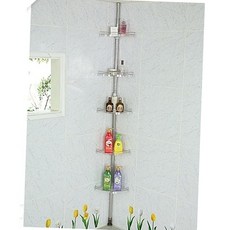 욕실용 투명 기둥식 코너 선반 5단 다용도 수납 정리대 화장실수납 기둥식선반 5단선반