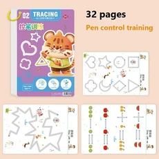 마술 추적 워크북 교육용 몬테소리 책 펜 컨트롤 훈련 재사용 가능한 캘리그래피 카피북, [03] Pen control training