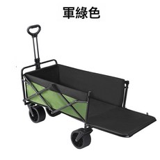 强承重后开露营推车 超大可躺拖斗户外摆摊多用小推车, 1個, 後開門坦克輪軍綠色(強承重不偷料)
