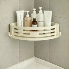 아르토 4세대 무타공 욕실 코너 선반, 1개, 화이트