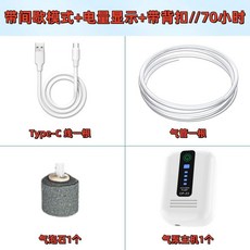 釣魚增氧泵 可充電戶外打氧泵 魚缸氧氣靜音小型家用鋰電池養魚充電釣魚交直流戶外增氧泵打氧機活蝦打氧幾 氧氣泵, S帶掛鉤+電量顯示+間歇70小時-單孔氣, 1個