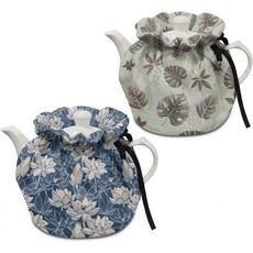 단열 주전자 커버 티포트 코지 주방 티팟 먼지 아침 식사 냄비 워머 커버고무밴드 포함 벌새와 꽃 프린트, 연꽃과 열대 잎