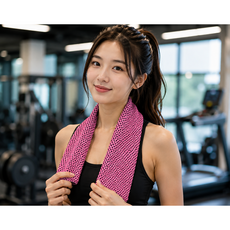 3초 냉각 아이스 쿨타올 / 얼음 냉감 스포츠타월 / 닿자마자 얼음찜질 냉수건 / 쿨링 타월 끝판왕, 핑크, 1개