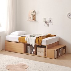 (시크릿) (빅서랍)플렌티 대용량 높은수납침대S 오픈형 SET+독립봉합 매트리스, 화이트