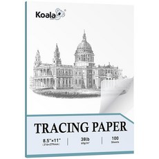 Koala 프리미엄 트레이싱 페이퍼 21.6 x 27.9cm(8.5 11인치) 투명 17.2kg(38파운드)/60gsm 바느질 패턴 트레이스 스케치 건축 제도용 반투명 KOAL, Koala 프리미엄 트레이싱 페이퍼 21.6 x 27.