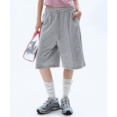 [레이몬트] 빅 패치 버뮤다 와이드 밴딩 스웨트 팬츠_메란지 그레이