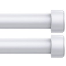 윈도우 81.3-152.4cm(32-60인치) 커튼 봉 2팩 2.5cm(1인치) 조절 가능한 화이트 커튼 봉 세트 브래킷 포함 쉬운 설치