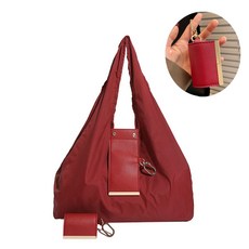 휴대용 열쇠고리 접이식 장바구니 에코백, 빨간색, 1개