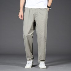 남성 순면 카고바지 밴딩 허리 봄가을 얇은 두께 데일리 캐주얼 코디