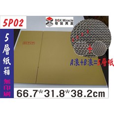 BOX Miracle 5P02 五層AB浪瓦楞紙箱 66.7*31.8*38.2cm FSC認證 台灣製造, 詳見包裝, 詳見包裝, 20只