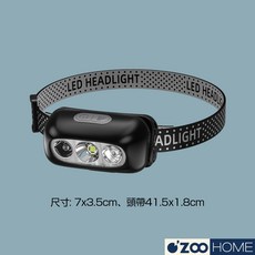 微笑鯊感應頭燈，輕巧便攜，智能感應，USB充電，多種照明模式，舒適穩固。, 1個, 微笑鯊感應頭燈