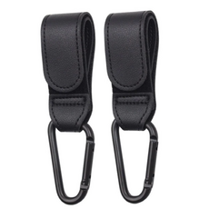 國旗皮革登山扣嬰兒車掛環嬰兒車掛環包包掛環 2入, 黑色（2件）, 2個