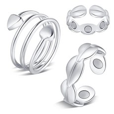 Feraco 여성용 구리 반지 2개 99.99 순수 자석 손가락 반지/림프 주얼리 선물용, A-실버 2개 업그레이드