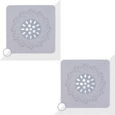 QSIY 地漏貼 硅膠蓋 排水口濾網 拋棄式濾網 浴室下水道毛髮化妝室過濾網蓋廚房水槽垃圾擋頭髮防堵神器, 透灰  小號  2片裝