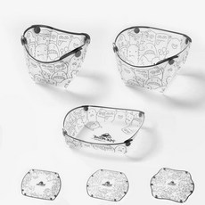 휴대용 캠핑 식기 3개 세트 접이식 접시 그릇 물컵 간편한 세척 초경량 내열성 접이식 식품 등급 소재 야외 피크닉용, 1