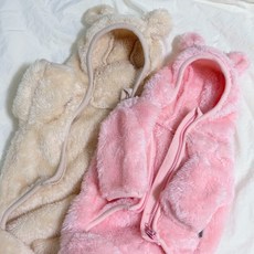 강아지 곰 후드 후리스 올인원, 1개, 아이보리
