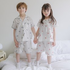 SOLO 체리봉봉 여아 남아 아동 여름 체크파자마