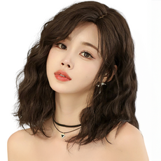 가발위드 중단발 웨이브 히피펌 에바 여성 통가발 42cm, KIRABI가발-L380(블랙탠), 1개, 블랙브라운