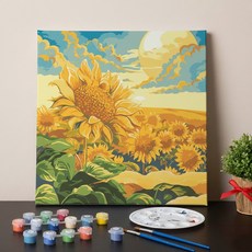 스토리원 U-ALAC-115 풍수지리 인테리어 해바라기 DIY 그리기 피포 페인팅 세트, 1세트, 초원노을 30*30cm