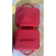 새로운 블라인드 박스 PP 휴대용 곰 가방 3D 만화 화장품 상자 다기능 미니 메이크업 보, 14인치, 빨간색(자물쇠 + 터닝 라리부 포함)