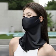 자외선 차단 쿨링 스포츠 긴목 마스크 (목전체 카바 남녀공용 골프등 야외스포츠 전용), 블랙