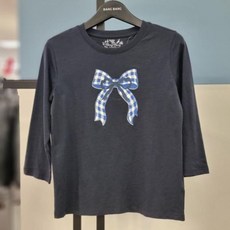 뱅뱅 여성 리본 프린트 라운드넥7부면티셔츠 NTM259 2849373