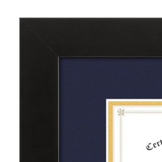 GOLDEN 골든 State Art 27.6 x 35.6cm(11 14인치) 졸업장 프레임 21.6 27.9cm(8.5 11인치) 문서 및 인증서 매트 없음 27.9 1, 2팩, 블랙 (네이비/골드 매트), 1개