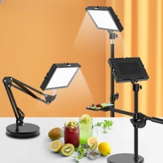 LED 촬영용 조명 소형 소품 인물 방송 방송용 유투버 사진관 라이브 동영상 음식, 1개, 사각 램프+책상 삼각대