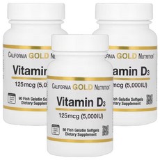 CGN 비타민 D3 125mcg(5 000IU) 피쉬 젤라틴 소프트젤 90정 x 3, 3개