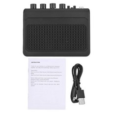 일렉트릭 기타 앰프 악기 스피커 톤 헤드폰 입력, 1개, 1. 검정색, 기본