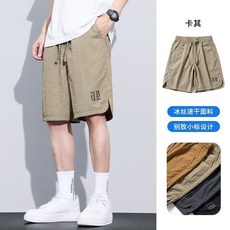 男士夏季寬鬆速幹沙灘褲, 卡其色
