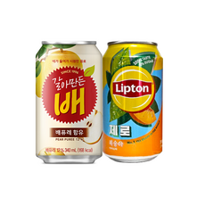 해태 갈아만든 배 립톤 제로 아이스티 복숭아 3캔씩 뚱캔 340ml 355ml x 6캔