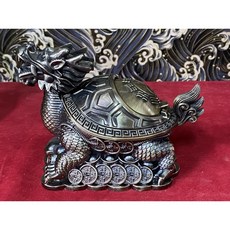京綸 龍龜聚寶盆煙灰缸 菸灰缸 擺設 風水造景 招財納福桌面裝飾, 青銅色, 1個